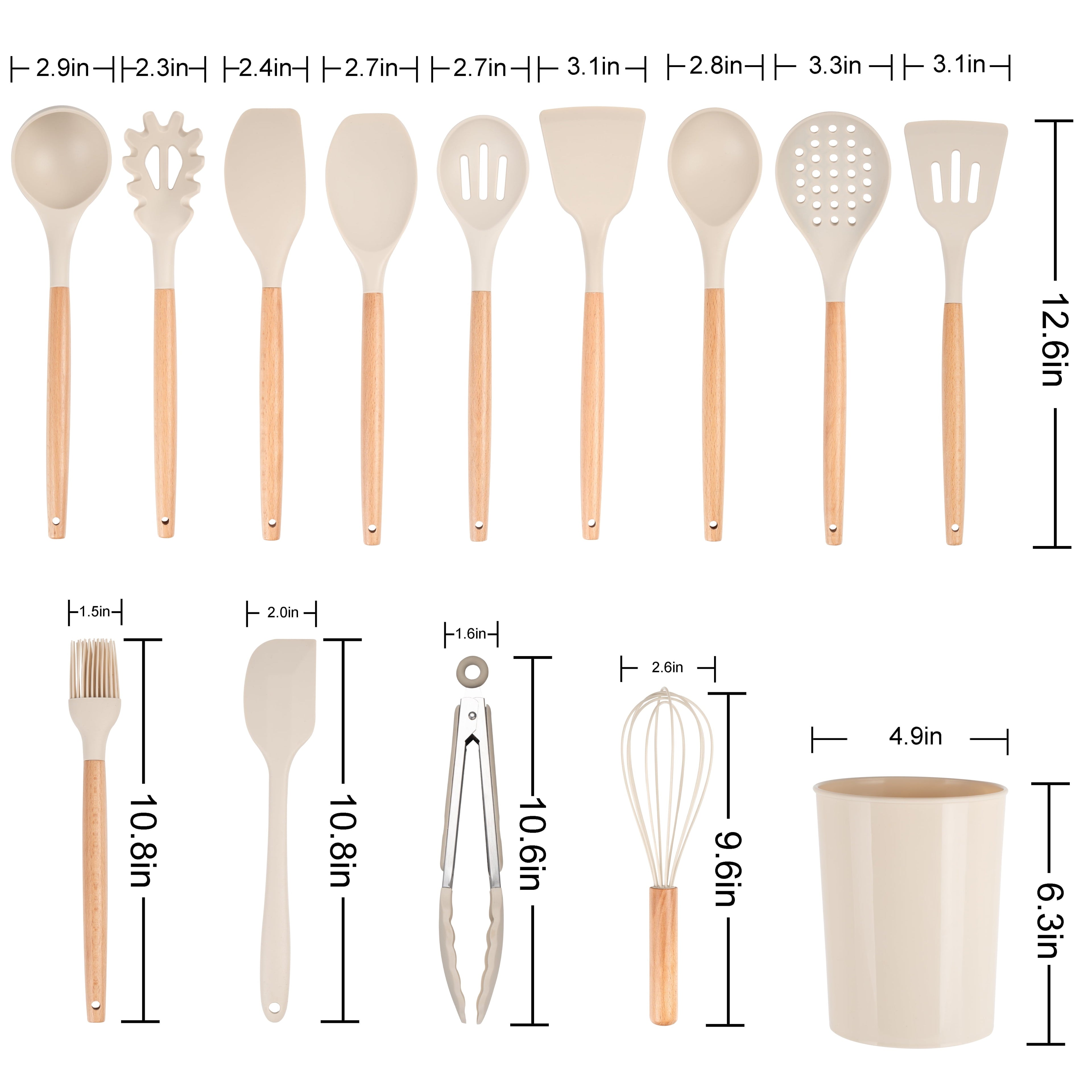 Premium Silicone 14pcs Cooking Utensil Set with Caddy - Premium Stainless Steel Cooking Utensil for Non-Stick Pots Detail