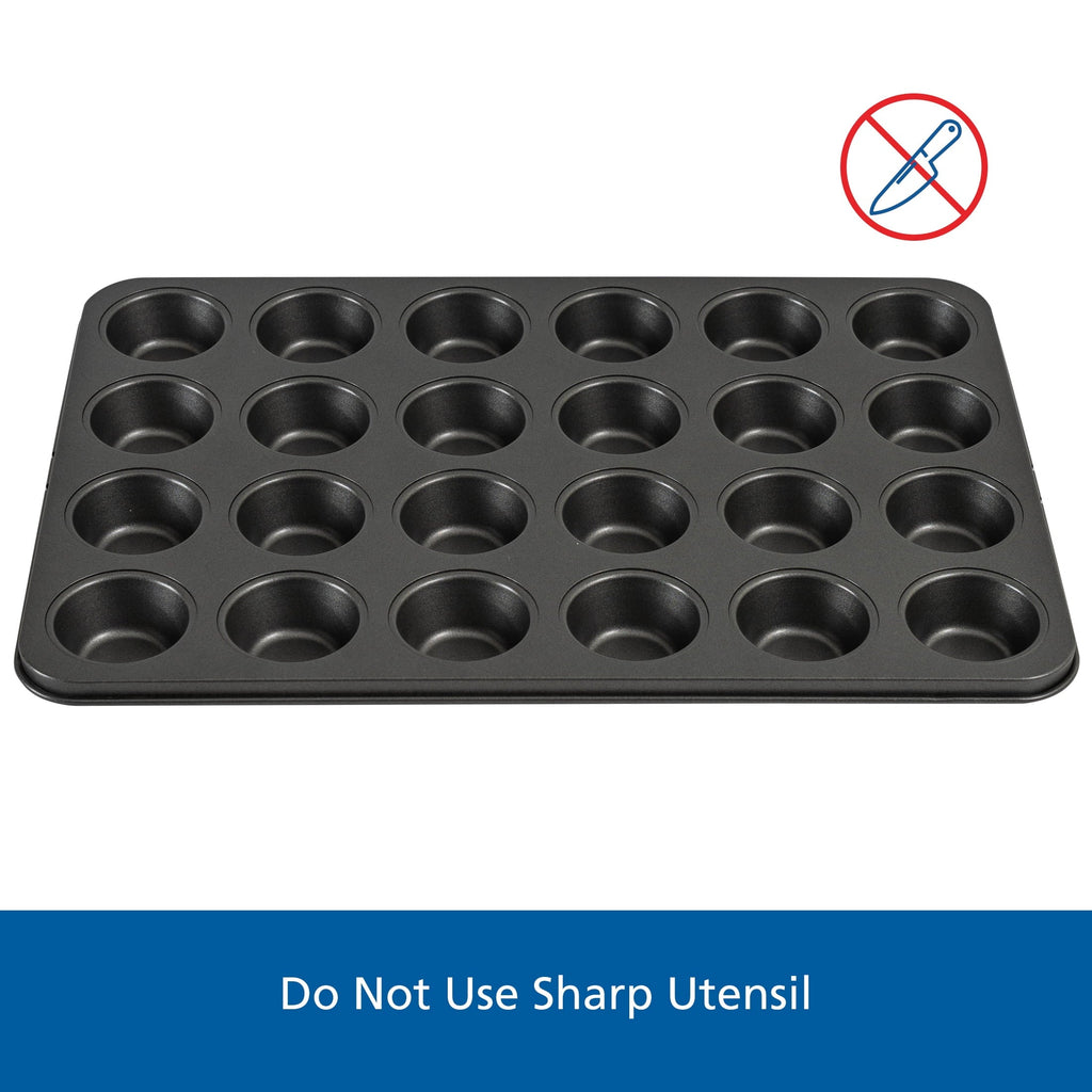 Premium Kitchen 24 Cavity Mini Muffin Pan, Non-Stick Bakeware,1.8 inch Diameter Cups,Gray,Carbon Steel - Multi-Functional Manual Food Chopper & Slicer Detail