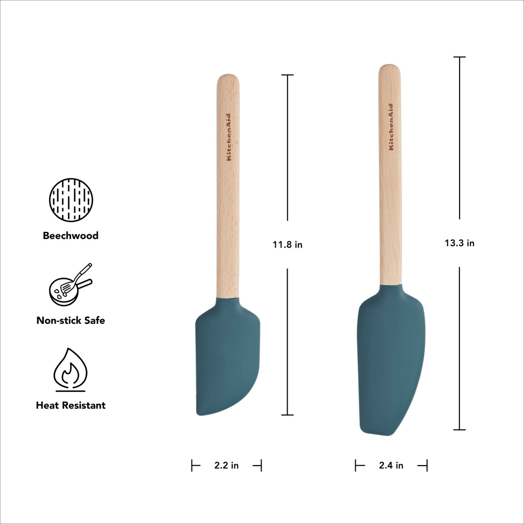 Chef-Quality 2-Piece Silicone Mixing Spatula and Scraper Set for Cooking, Agave - Professional Kitchen Tool for Culinary Enthusiasts Detail