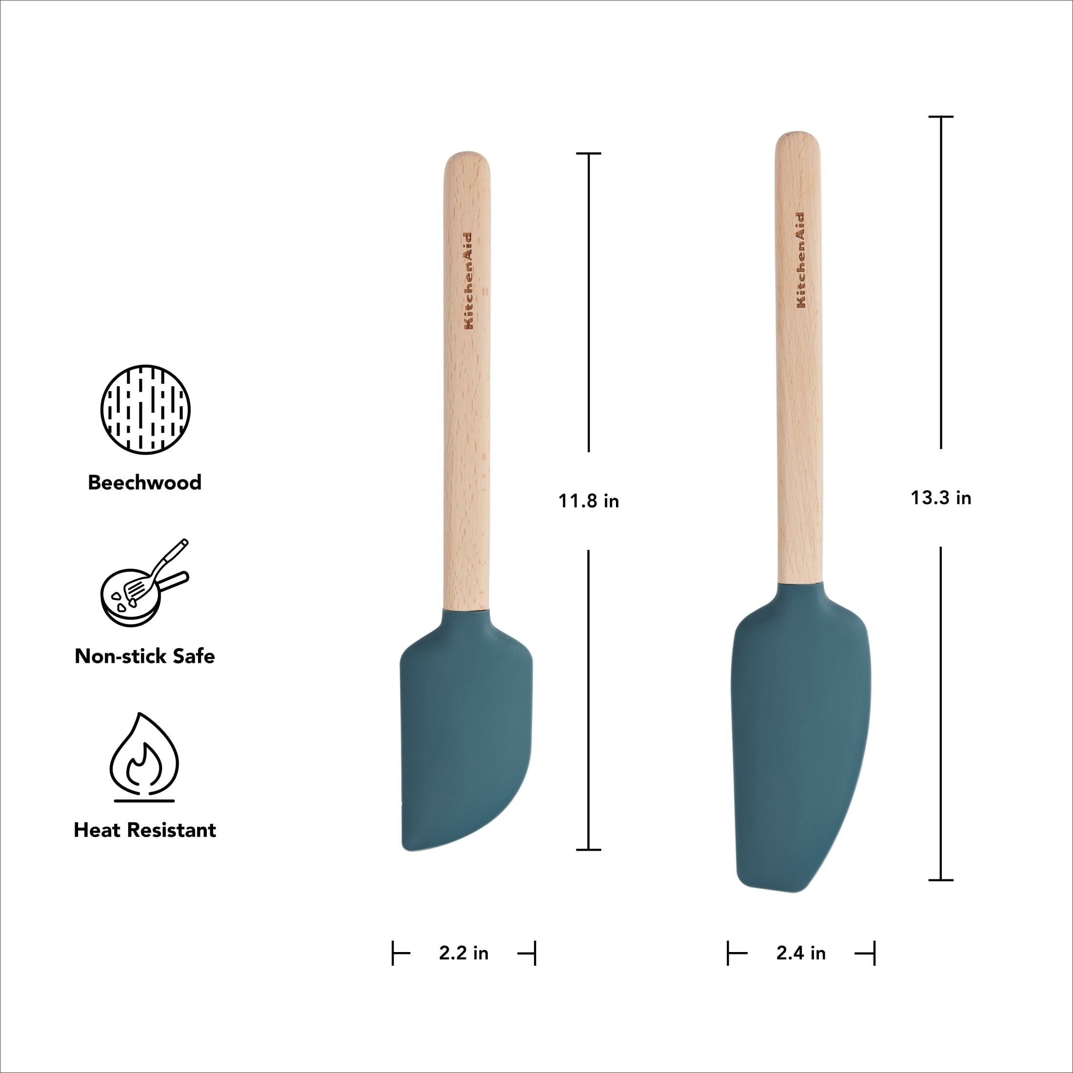 Chef-Quality 2-Piece Silicone Mixing Spatula and Scraper Set for Cooking, Agave - Professional Kitchen Tool for Culinary Enthusiasts Detail