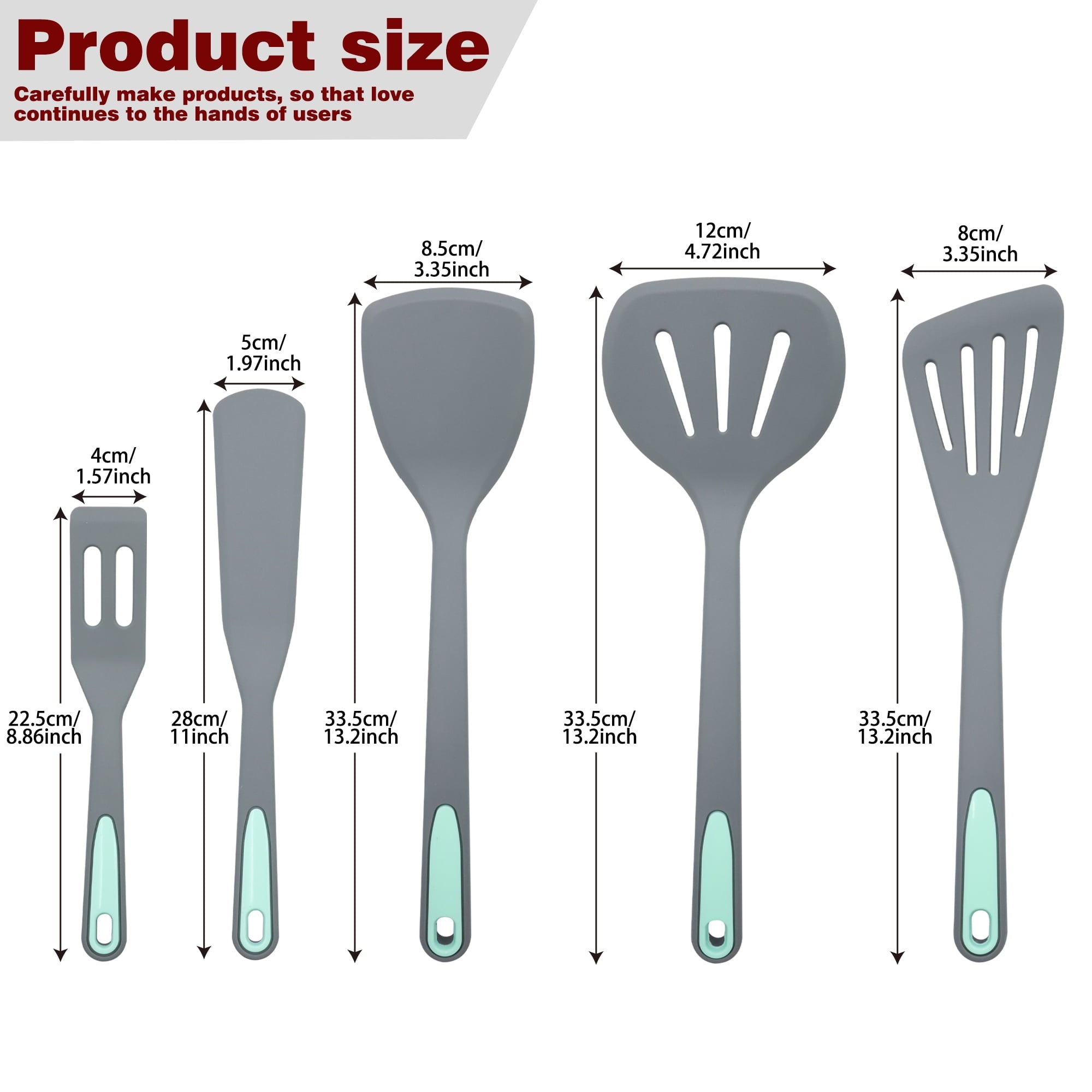 Professional Grade 5 Pieces Silicone Spatula Set, Non-Stick Silicone Turner Spatulas, Heat Resistance Cooking Utensils, Fli... - Professional Kitchen Tool for Culinary Enthusiasts Detail