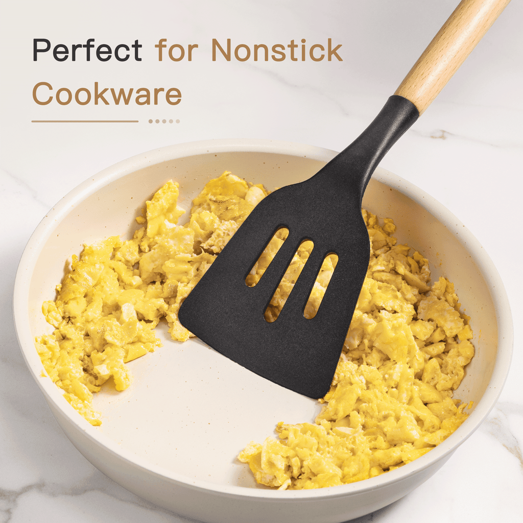 Professional Grade Silicone Cooking Utensils Set, 38 PCS Kitchen Utensils Set for 446°F Heat Resistant, Food Grade Utensil Sets with Woo... - High-Precision Culinary Tool for Baking & Cooking Detail