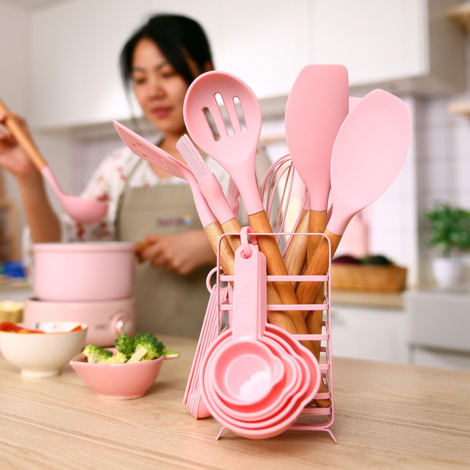Premium Silicone 32 PCS Silicone Cooking Utensils Set, 446°F Heat Resistant for Nonstick Cookware - Premium Stainless Steel Cooking Utensil for Non-Stick Pots Detail