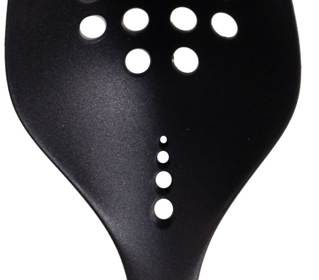 Durable Steel Cooking Spoon with Bamboo Handle, 12.6"2.7", & Bamboo, Black - Multi-Purpose Hand Tool for Daily Meal Prep Detail