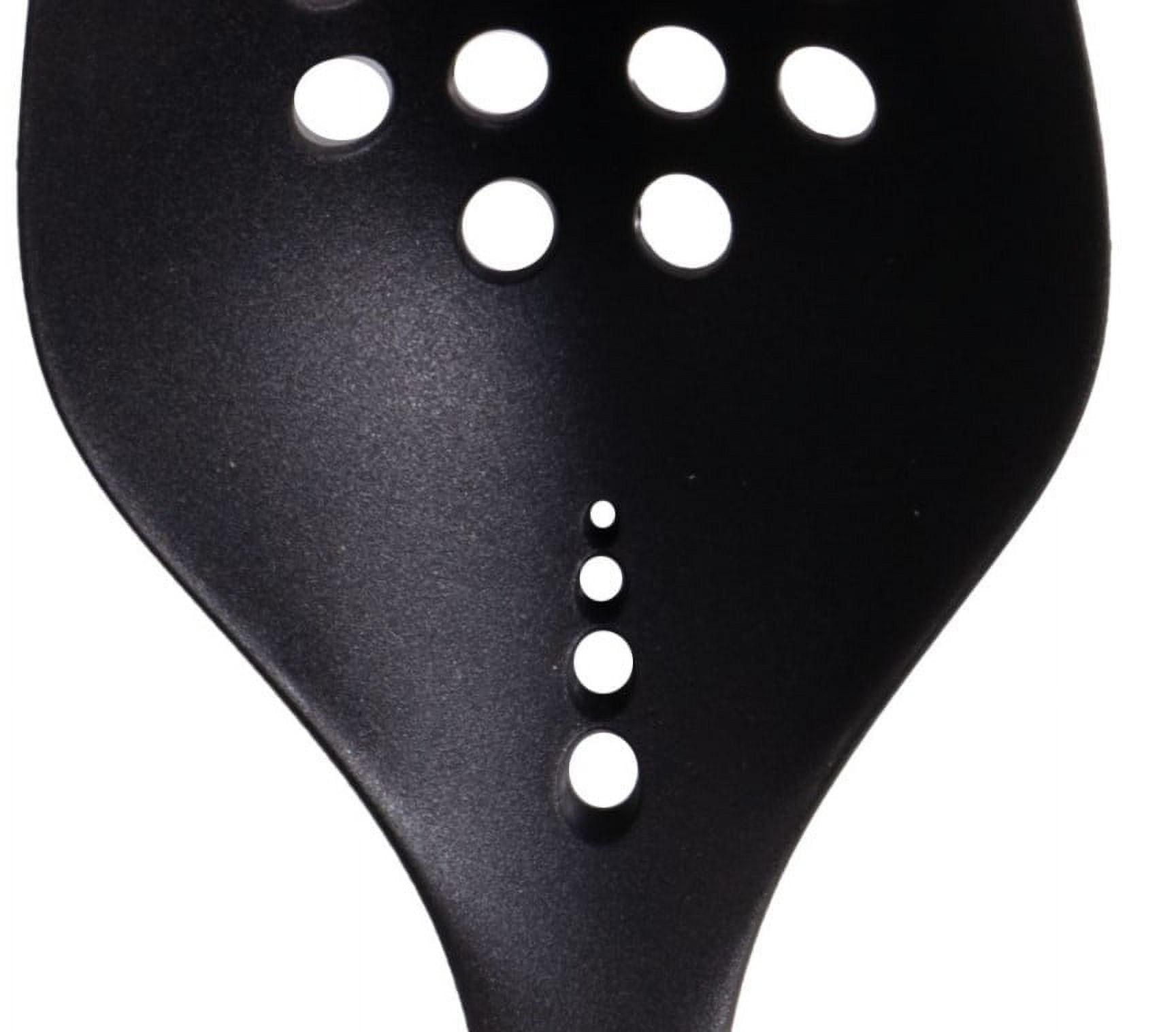 Durable Steel Cooking Spoon with Bamboo Handle, 12.6"2.7", & Bamboo, Black - Multi-Purpose Hand Tool for Daily Meal Prep Detail