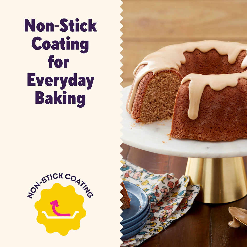 Ergonomic Manual Everyday Non-Stick Bundt Cake Pan 9.51" Fluted Tube Baking Pan, Packaging May Vary - Kitchen Gadget Tool for Quick Food Prep Detail