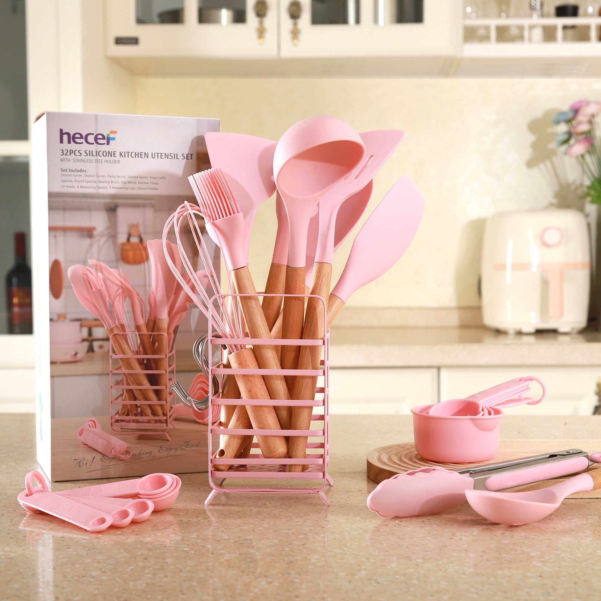 Premium Silicone 32 PCS Silicone Cooking Utensils Set, 446°F Heat Resistant for Nonstick Cookware - Premium Stainless Steel Cooking Utensil for Non-Stick Pots Detail