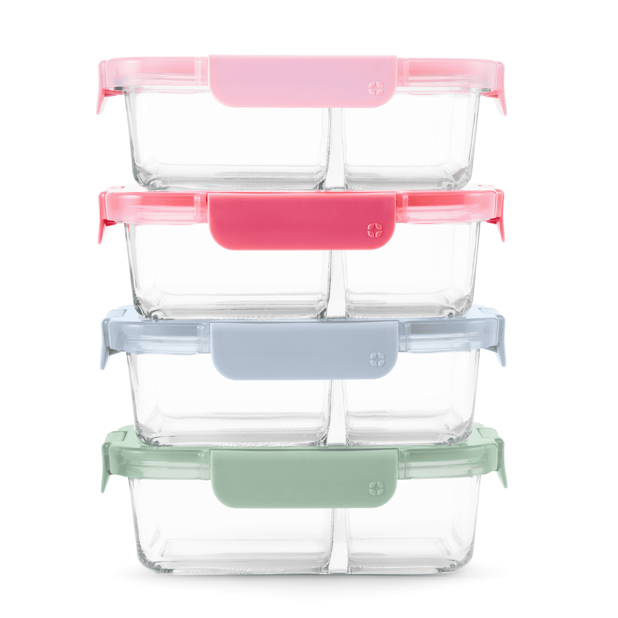 Whimsical Doughnut 8pc 3.4 Cup Divided Glass Meal Prep Set - Playful Star & Heart Shaped Geometric NeeDoh Detail