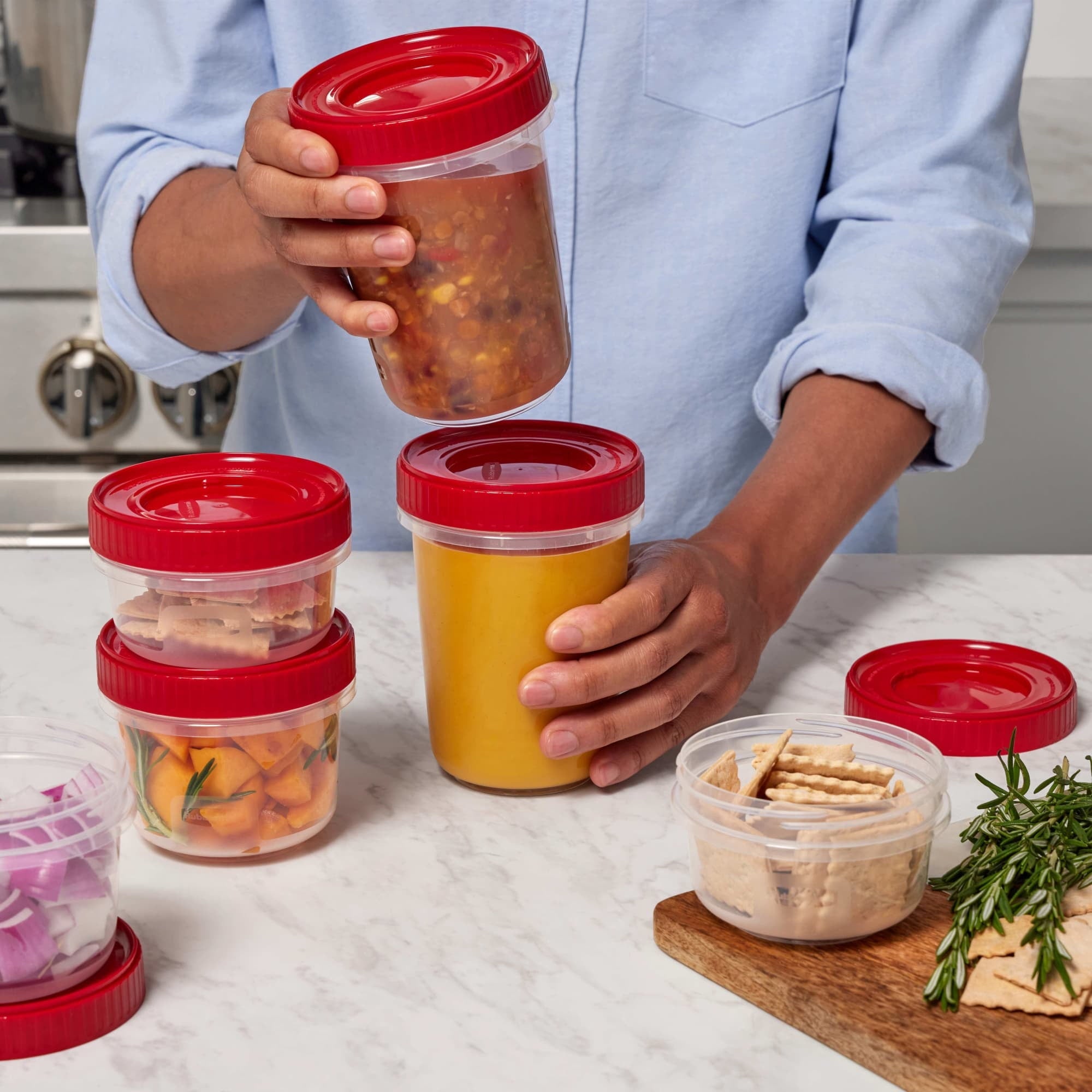 Deliciously Squishy (3 pack) & Seal 1.6-Cup Food Storage Containers, Ruby Red, 3 pack - Deliciously Soft Cupcake Sensory Glob Detail