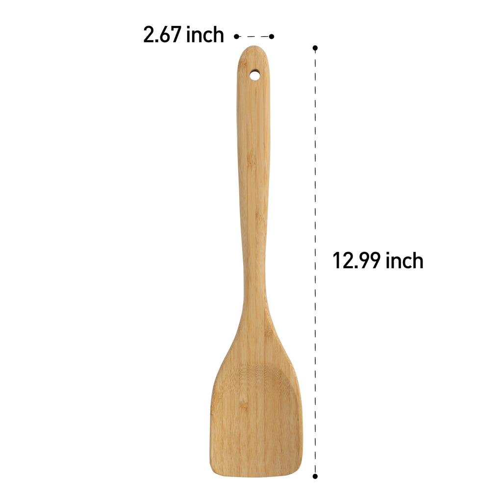 Chef-Quality Bamboo Turner, Crafted , Cooking and Kitchen, 12.99 x 2.67 x 0.59 inch. - Multi-Purpose Hand Tool for Daily Meal Prep Detail