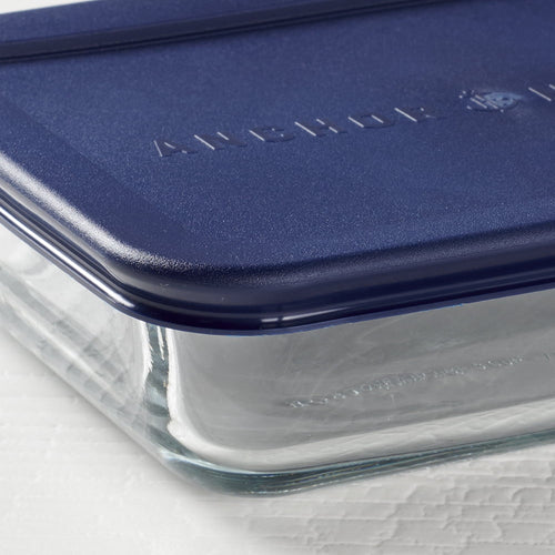 Deliciously Squishy Glass Food Storage Containers with Lids, 3 Cup Rectangular, Set of 2 - Playful Star & Heart Shaped Geometric NeeDoh Detail