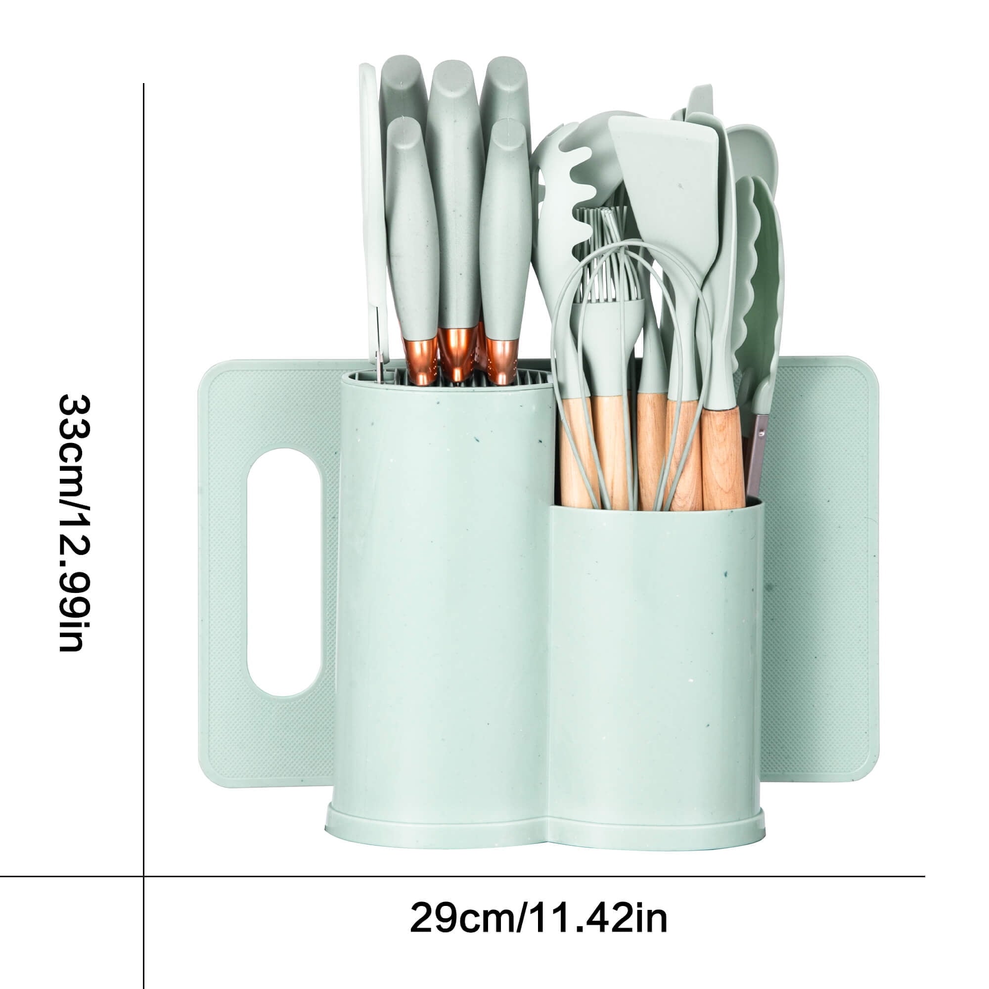 Chef-Quality 19pcs Silicone Kitchen Utensil Set, Heat-Resistant Non-Stick Easy Cooking Cleaning Home Light-Green - High-Precision Culinary Tool for Baking & Cooking Detail