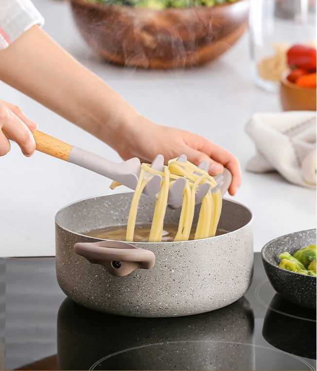 Heavy Duty Silicone & Bamboo Cooking Utensil Set, 14 Pieces - Multi-Purpose Hand Tool for Daily Meal Prep Detail