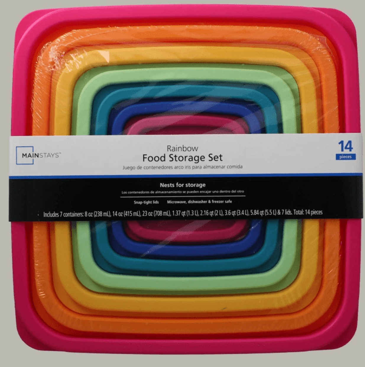 Fun Food Fidget Plastic Rainbow Food Storage Set, Multi Color, 14 Count, Best Used for Leftover Storage and Reheating - Playful Star & Heart Shaped Geometric NeeDoh Detail