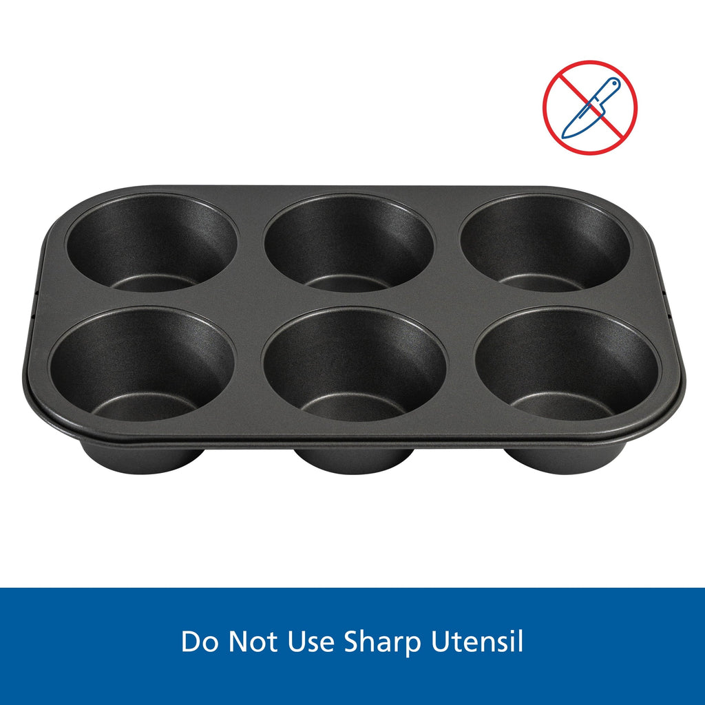 Premium Kitchen 6 Cup Jumbo Muffin Pan, Non-Stick Bakeware,3.4 inch Diameter Cups,Gray,Carbon Steel - Multi-Functional Manual Food Chopper & Slicer Detail
