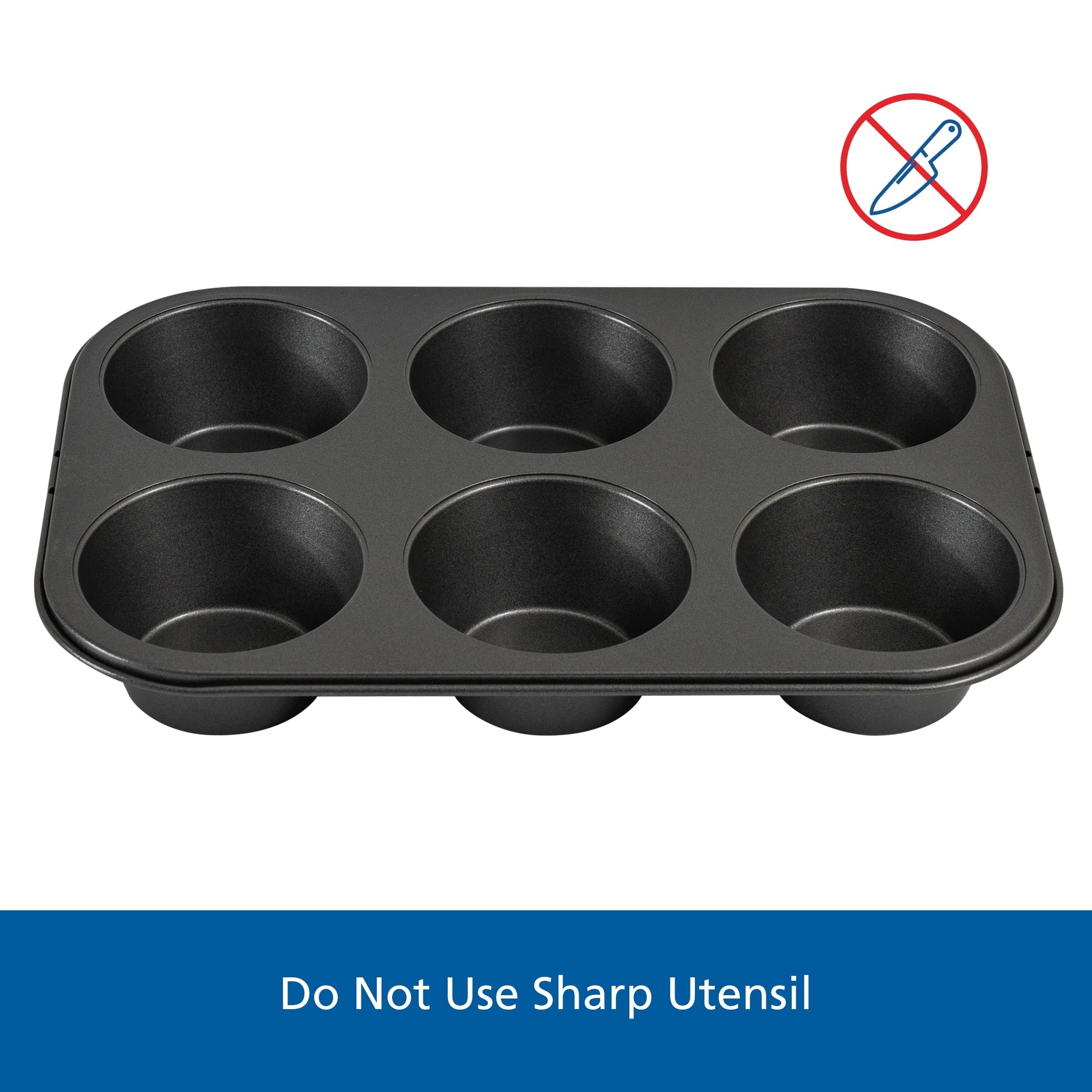 Premium Kitchen 6 Cup Jumbo Muffin Pan, Non-Stick Bakeware,3.4 inch Diameter Cups,Gray,Carbon Steel - Multi-Functional Manual Food Chopper & Slicer Detail
