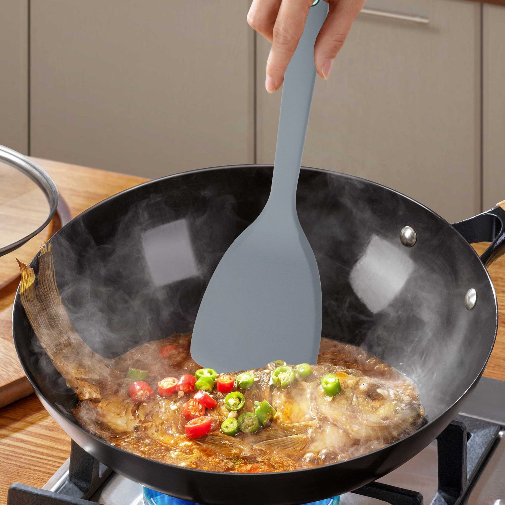 Professional Grade 5 Pieces Silicone Spatula Set, Non-Stick Silicone Turner Spatulas, Heat Resistance Cooking Utensils, Fli... - Professional Kitchen Tool for Culinary Enthusiasts Detail