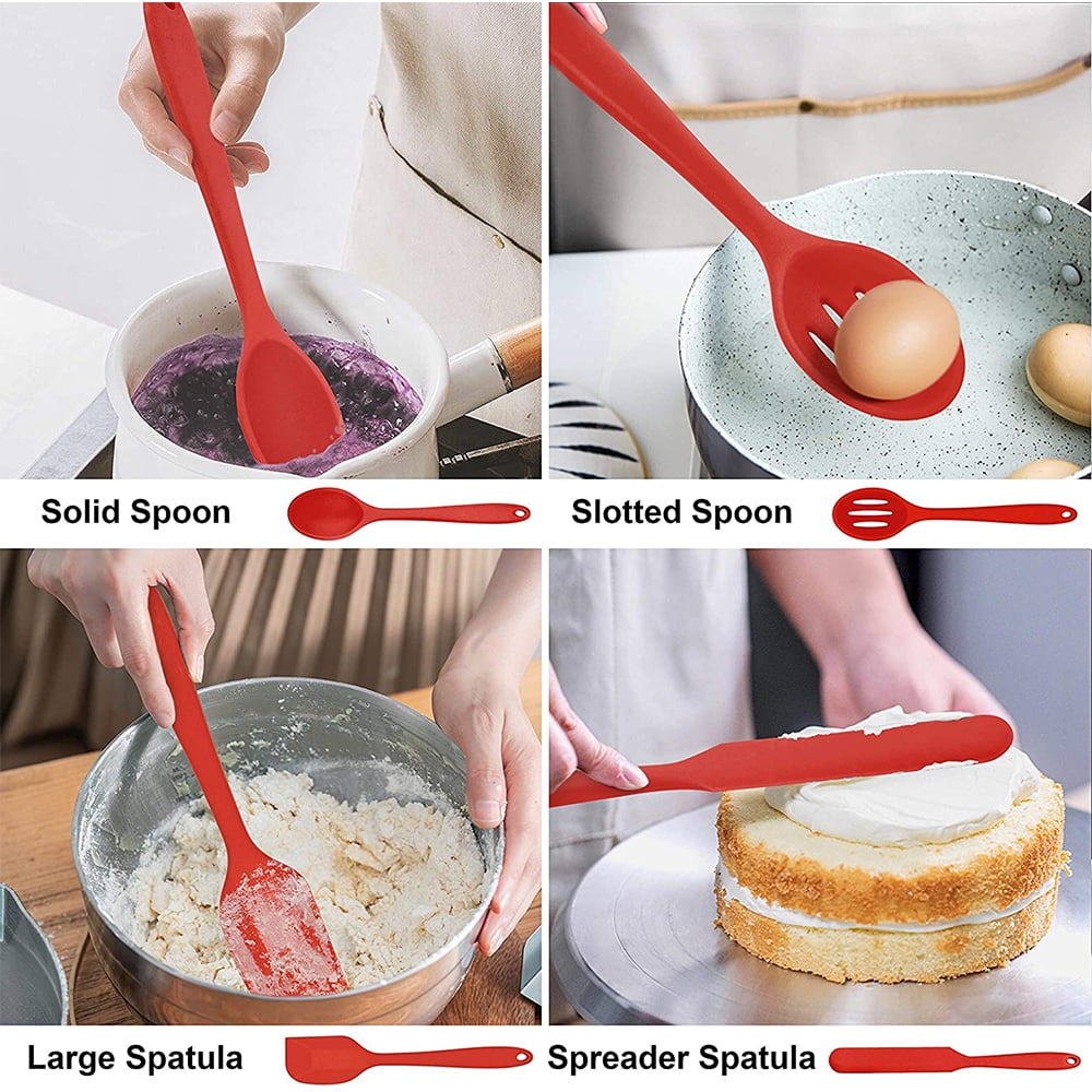 Premium Silicone 14 Pcs Cooking Utensils Set with Holder, Heat Resistant Silicone Kitchen Cookware Utensils Set, Kitchen Cooking Tools... - Premium Stainless Steel Cooking Utensil for Non-Stick Pots Detail