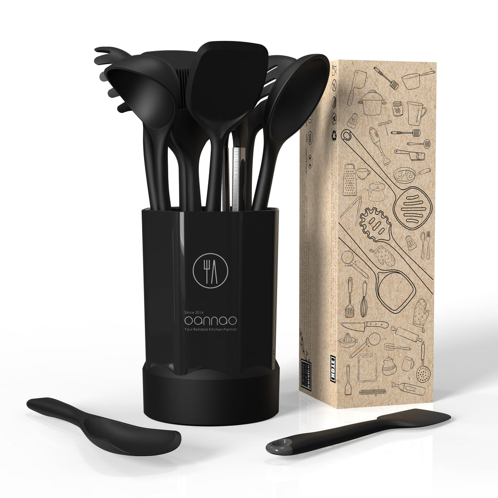 Ergonomic Cooking Silicone Kitchen Utensils Set, 600°F Heat Resistant Silicone Cooking Utensils, Spatula, Spoon, Whisk, Tongs, Kitchen ... - Durable Turner & Ladle Utensil Set for Home Chefs Detail