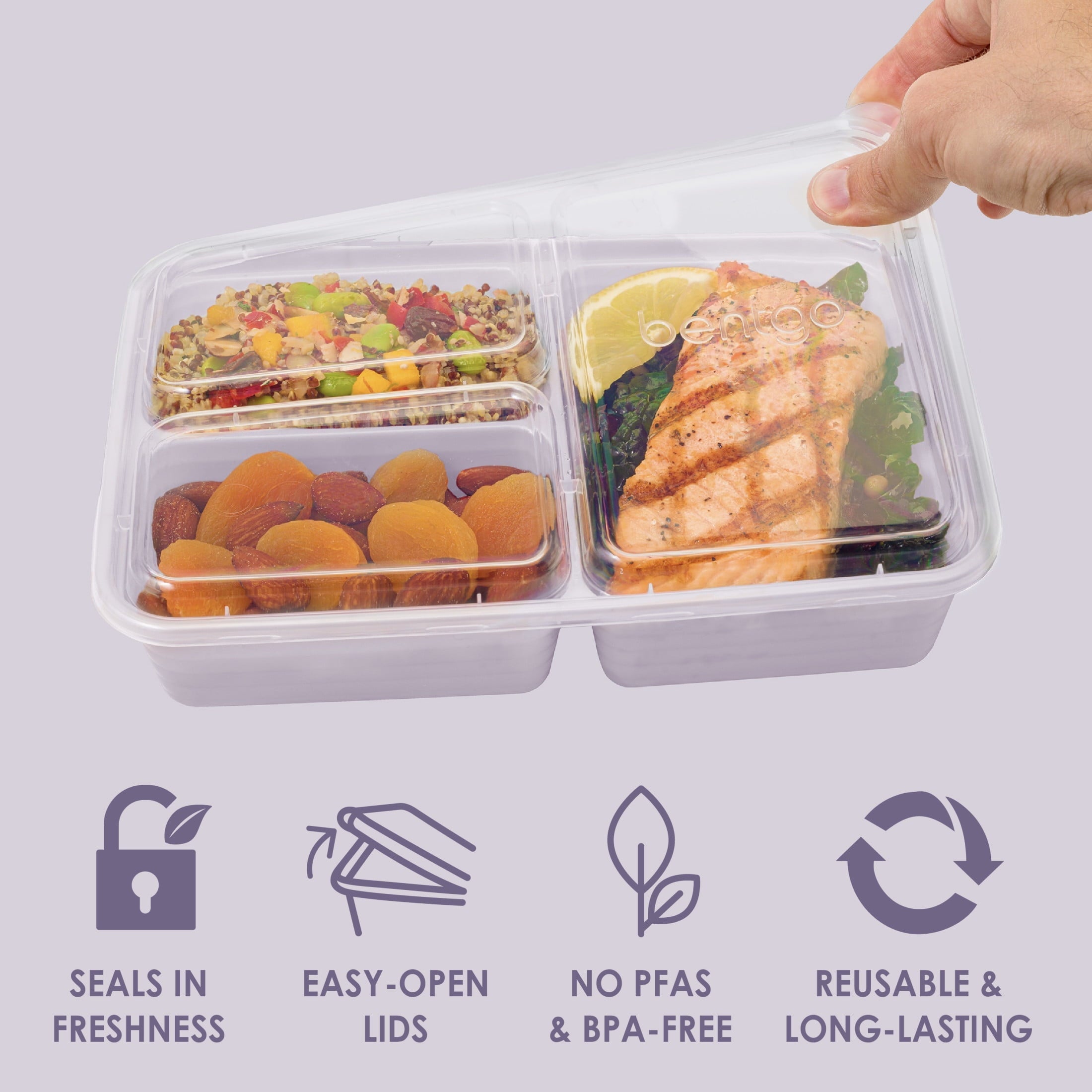 Sweet Treat Shaped 3-Compartment Meal Containers with Lids, PFAS & BPA Free Materials, Durable, Microwave, Freezer, & D... - Playful Star & Heart Shaped Geometric NeeDoh Detail