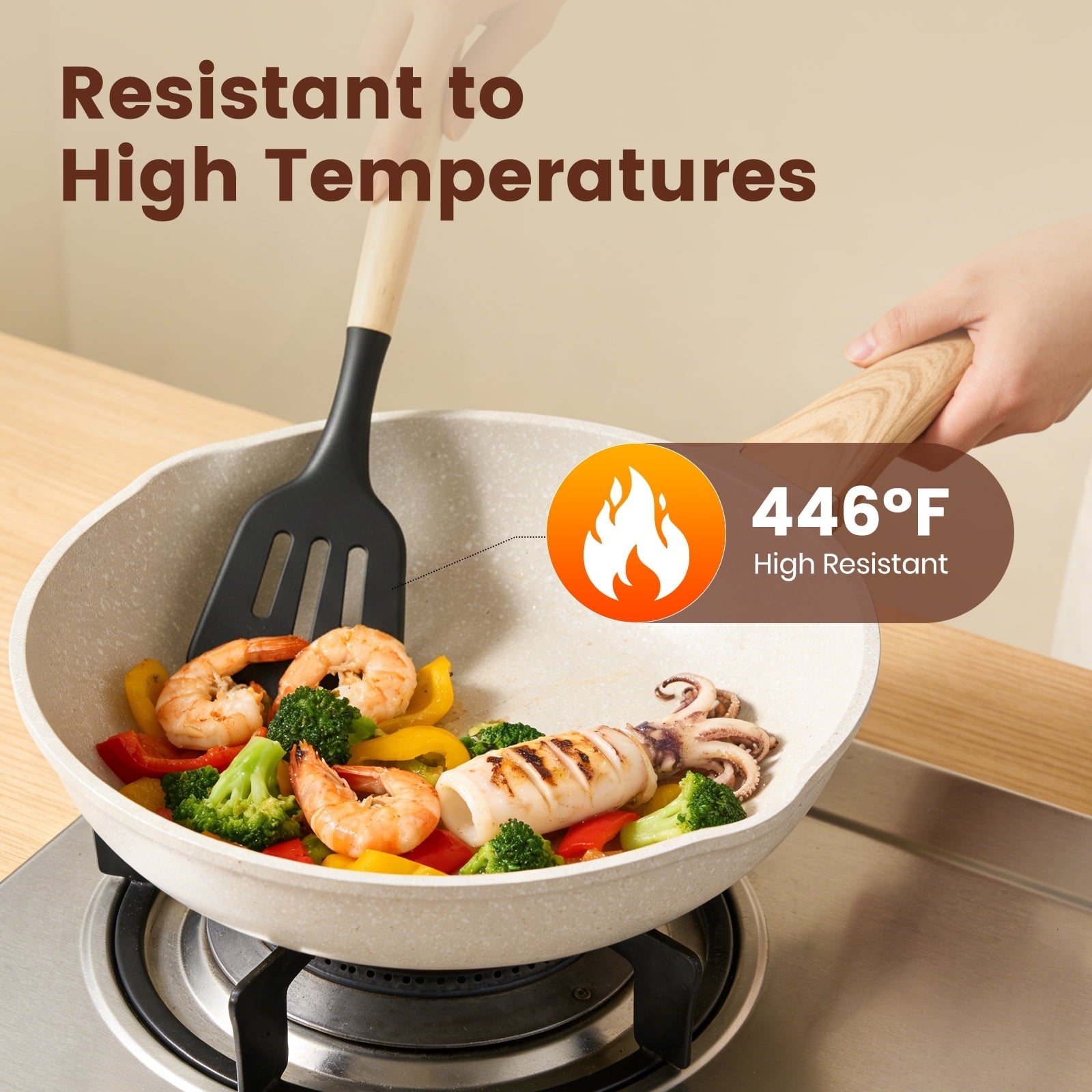Heat-Resistant Silicone Cooking Utensils Set with Holder, 44 PCS Kitchen Utensils Set, Silicone Kitchen Gadgets Spatulas Set for Non... - Durable Turner & Ladle Utensil Set for Home Chefs Detail