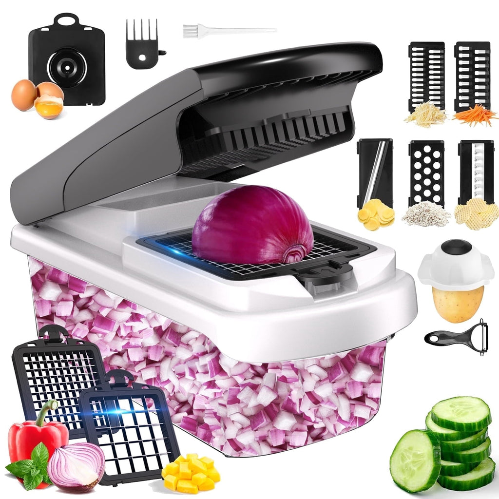 Time-Saving Vegetable Chopper Food Slicer, 15 in 1 Multi-Function Food Chopper for Onion, Veggie, Cheese Grater, Vegetable... - Multi-Functional Manual Food Chopper & Slicer - Default Title