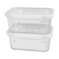 Fun Food Fidget 4Cup Rectangle Glass Food Storage Container with Tritan Lid. Set of 2, 4 Pieces, Designed to H... - Playful Star & Heart Shaped Geometric NeeDoh - Default Title