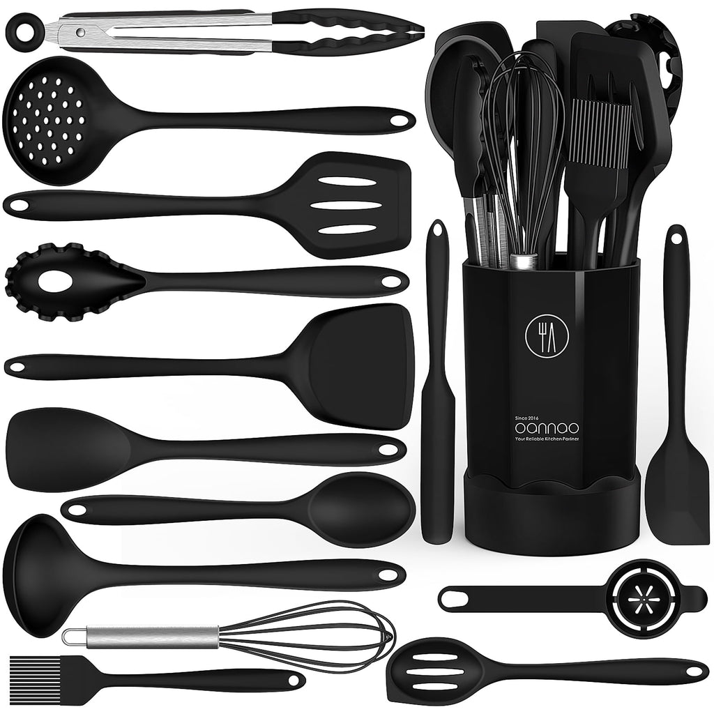 Heavy Duty Silicone Cooking Utensils Set - 446°F Heat Resistant Kitchen Utensils,Turner Tongs,Spatula,Spoon,Brush,Whisk,Ki... - Multi-Purpose Hand Tool for Daily Meal Prep - Default Title