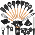 Professional Grade Silicone Cooking Utensils Set, 38 PCS Kitchen Utensils Set for 446°F Heat Resistant, Food Grade Utensil Sets with Woo... - High-Precision Culinary Tool for Baking & Cooking - Default Title