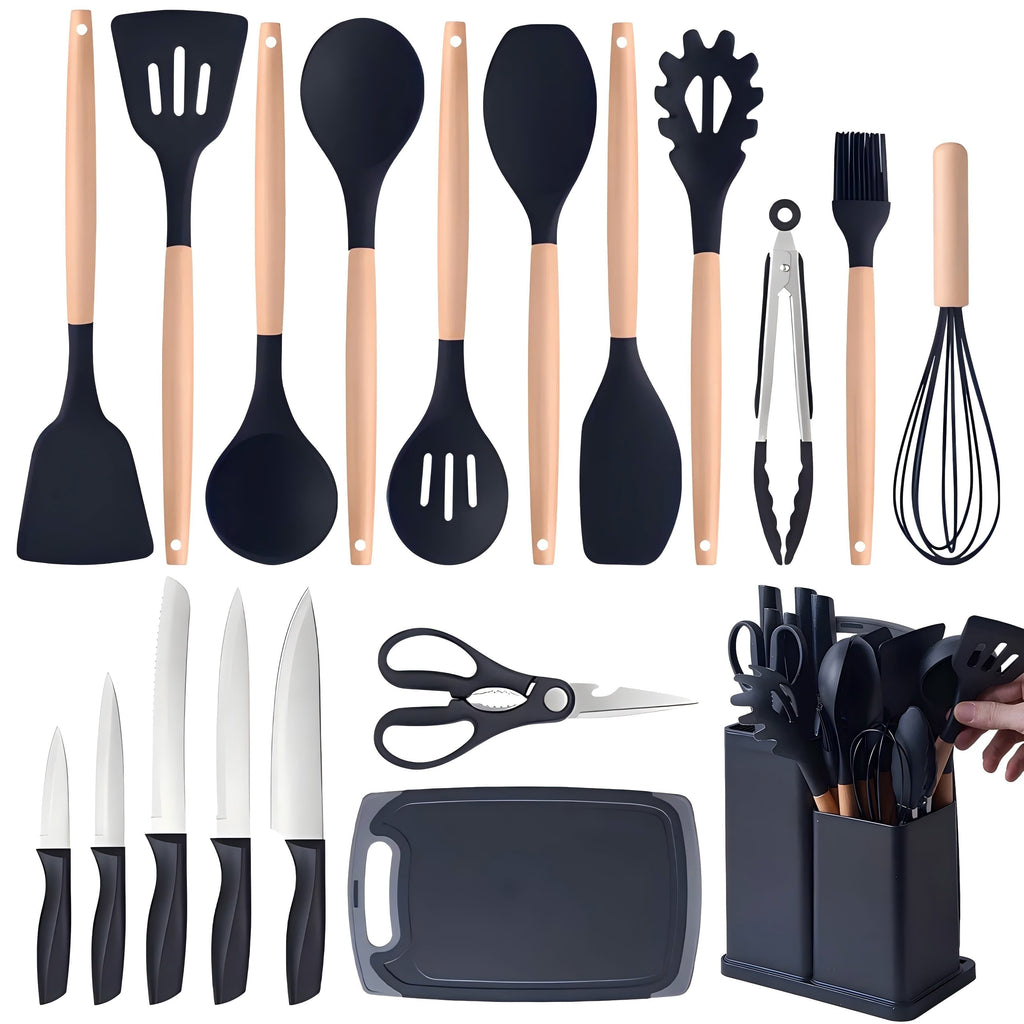 Heavy Duty Kitchen Utensils Set- 19 Pcs Silicone Cooking Utensils Set for Nonstick Cookware-Silicone Spatulas Set, Kitchen Gadge... - Heavy Duty Stainless Steel Kitchen Shears - Default Title