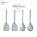 Ergonomic Cooking Stainless Steel 4-Piece Utensil Set: Includes Spatula, Slotted Spatula, Spoon, and Slotted Spoon - Ergonomic Kitchen Tongs and Cooking Spoon Utensil - Default Title