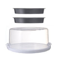 Innovative 12 inch Clear Cake Carrier with 2pk 9 inch Gray Round Pans, Carbon Steel - Innovative Kitchen Helper for Modern Cooking - Default Title