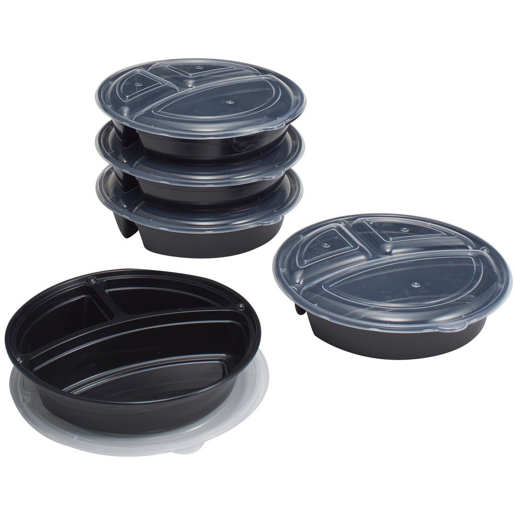 Playful Geometric 5-Pack Round Meal Prep Containers with 3 Compartments and Lids, 1L, BPA-Free, Microwave & Dishwasher Safe, Made for F... - Fun Food Fidget Cookie Squishable Toy - Default Title