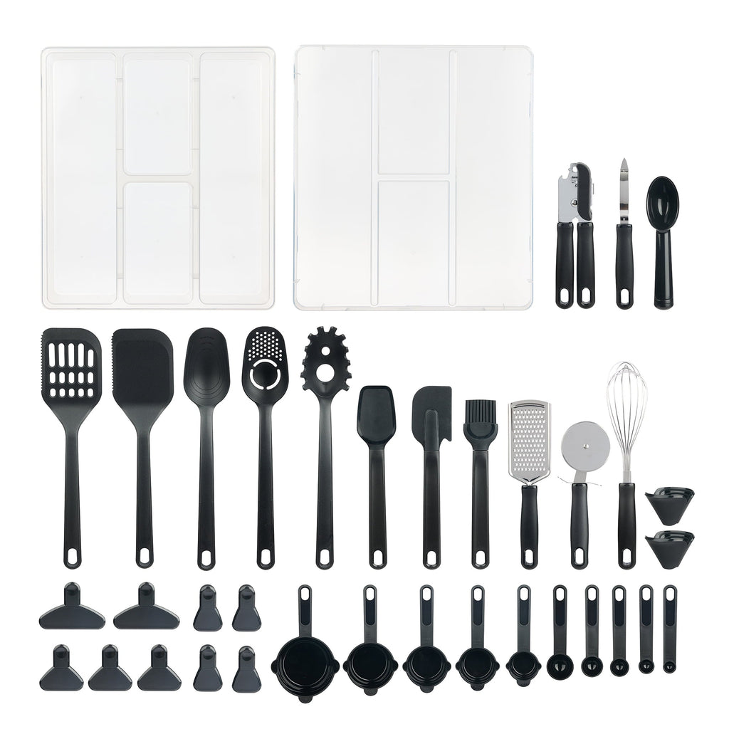 Heat-Resistant 36 Piece Kitchen Gadget Set with Kitchen Cooking Utensils, and Drawer Organizer, Black - Heat-Resistant Silicone Cooking Spatula Turner - Default Title