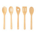 Ergonomic Cooking 5pk Bamboo Spoons for Cooking, Kitchen Essential Tools Set - Premium Stainless Steel Cooking Utensil for Non-Stick Pots - Default Title
