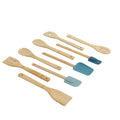 Non-Stick Safe 9-Piece Bamboo Gadgets Kitchen and Cooking Utensil Sets, Blue - Durable Turner & Ladle Utensil Set for Home Chefs - Default Title