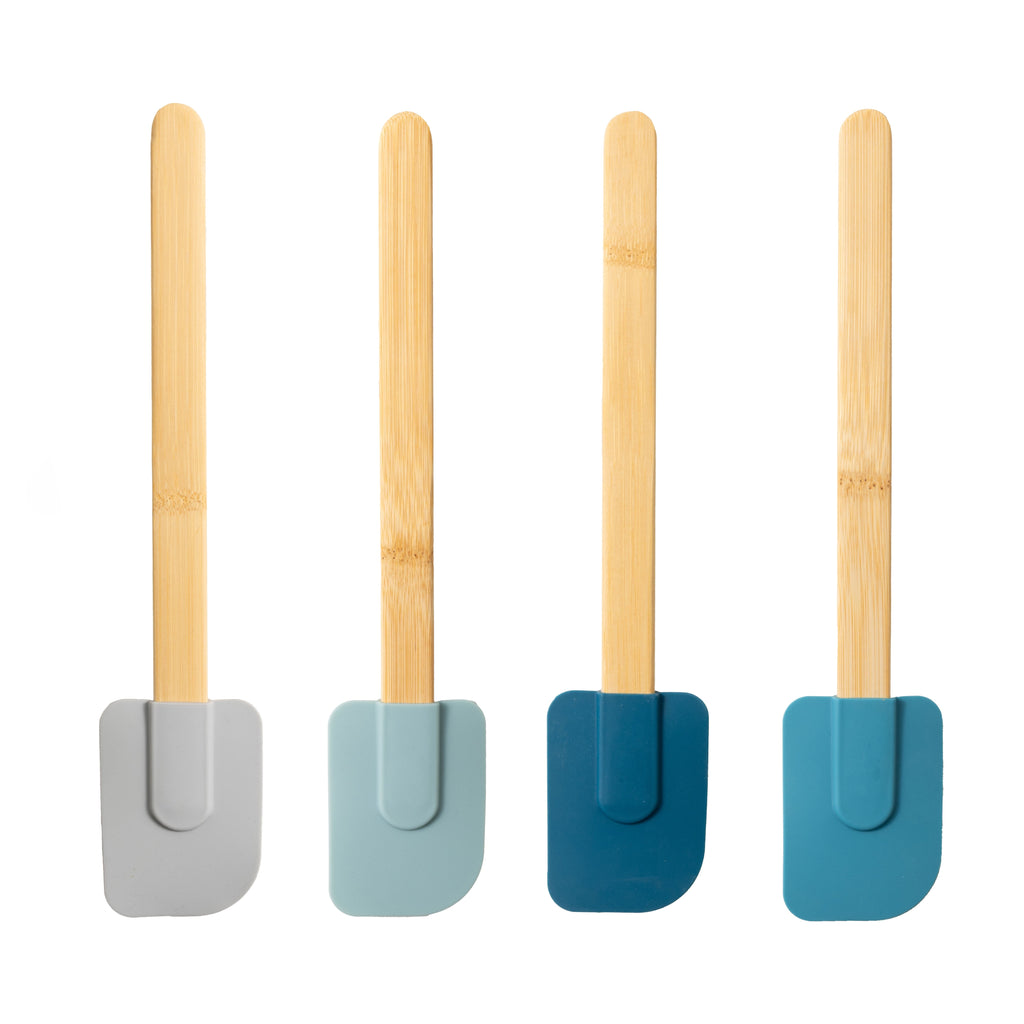 Heavy Duty Silicone Spatulas Set 4 with Bamboo Handles, Blue - Multi-Purpose Hand Tool for Daily Meal Prep - Default Title