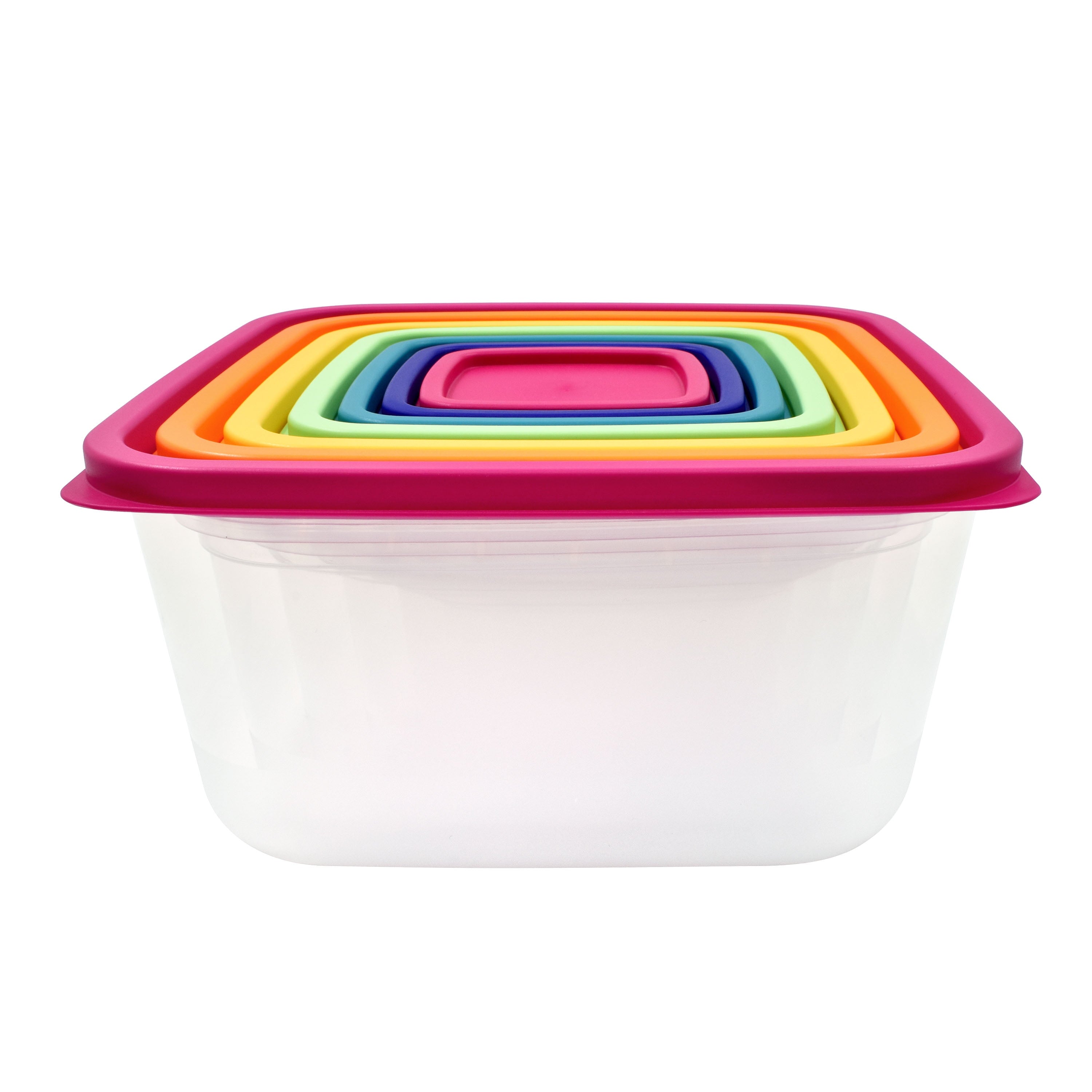 Fun Food Fidget Plastic Rainbow Food Storage Set, Multi Color, 14 Count, Best Used for Leftover Storage and Reheating - Playful Star & Heart Shaped Geometric NeeDoh - Default Title