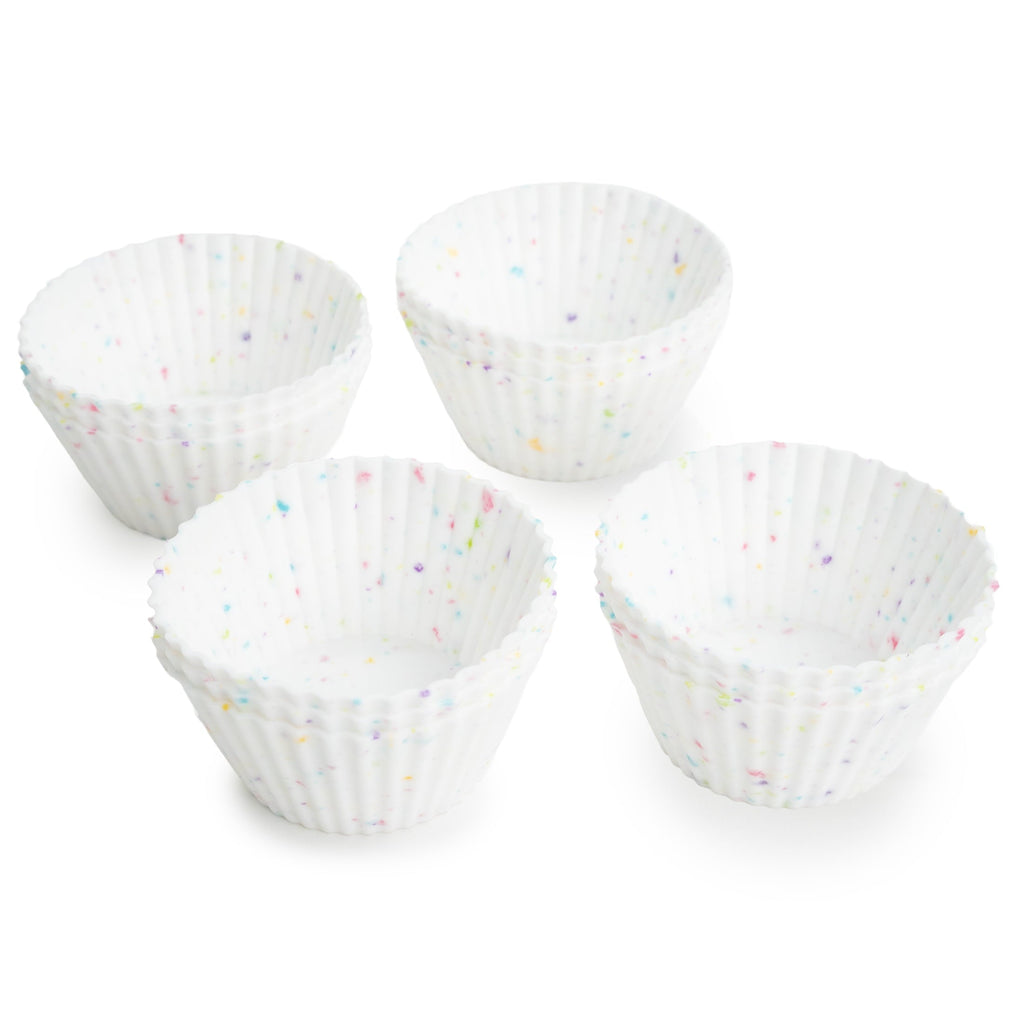 Innovative Reusable Non-Stick Silicone Baking Cups (12 Pack) - Standard Size - Confetti - Premium Stainless Steel Garlic Presser & Peeler - Default Title