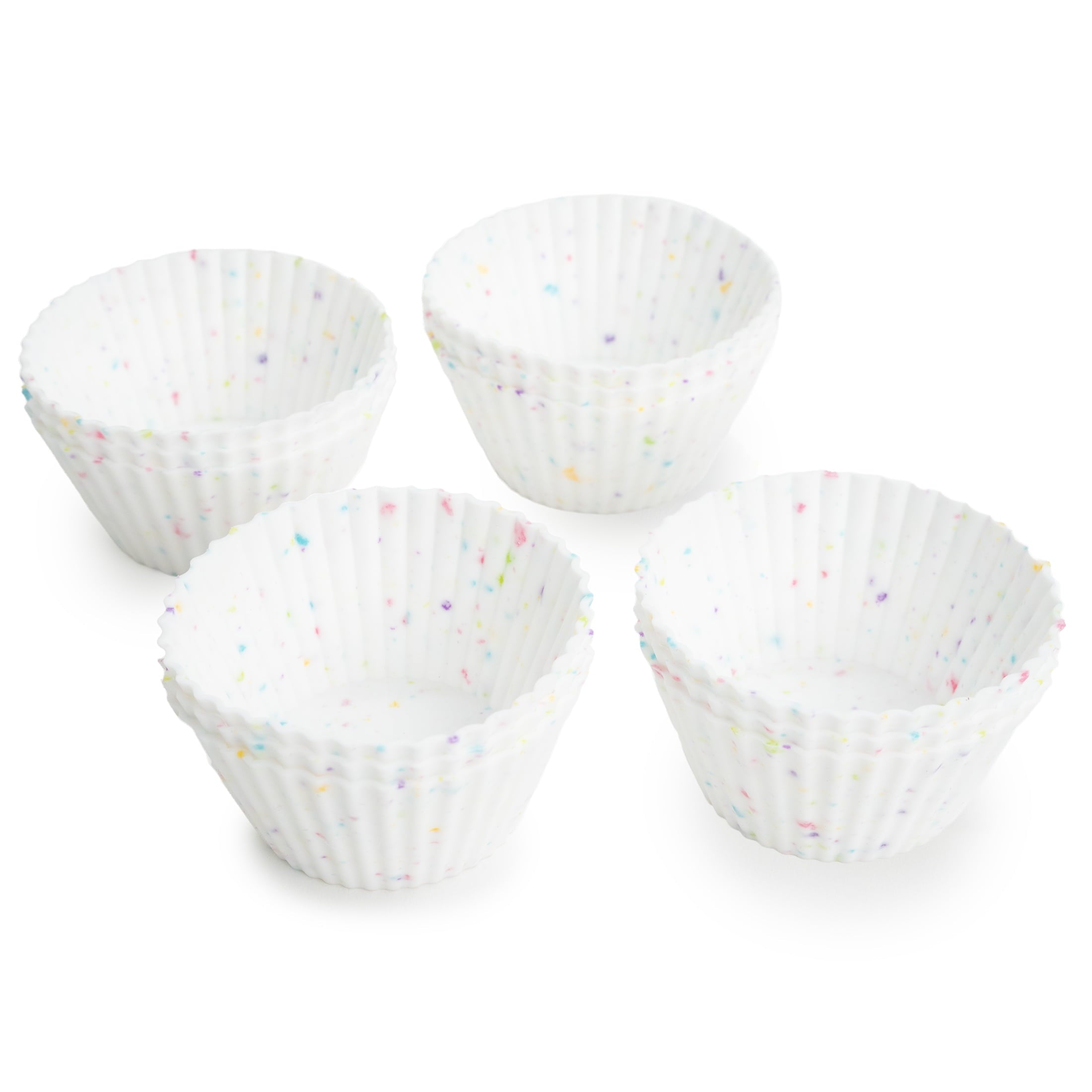 Innovative Reusable Non-Stick Silicone Baking Cups (12 Pack) - Standard Size - Confetti - Premium Stainless Steel Garlic Presser & Peeler - Default Title