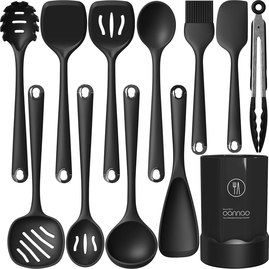 Heavy Duty Silicone Kitchen Utensils Set, 600°F Heat Resistant Silicone Cooking Utensils, Spatula, Spoon, Whisk, Tongs, Kitchen ... - High-Precision Culinary Tool for Baking & Cooking - Default Title