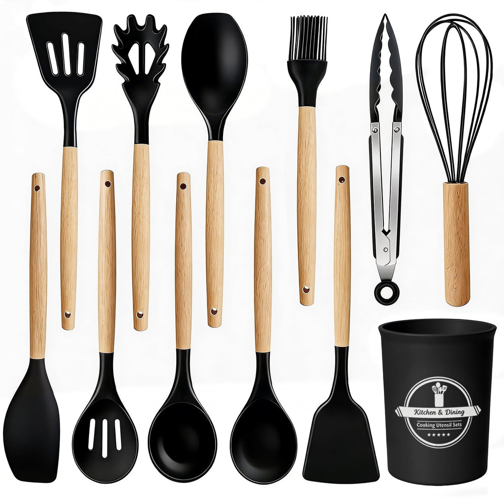 High-Precision Silicone Cooking Utensils Set, Heat Resistant Kitchen Cooking Utensils Set, 12 PCS Handle Silicone Kitchen Gadgets Ut... - Multi-Purpose Hand Tool for Daily Meal Prep - Default Title