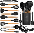 Chef-Quality Silicone Cooking Utensils Set - Silicone Kitchen Utensils for Cooking Wooden Handles, 446°F Heat Resistant Kitchen Ut... - Professional Kitchen Tool for Culinary Enthusiasts - Default Title