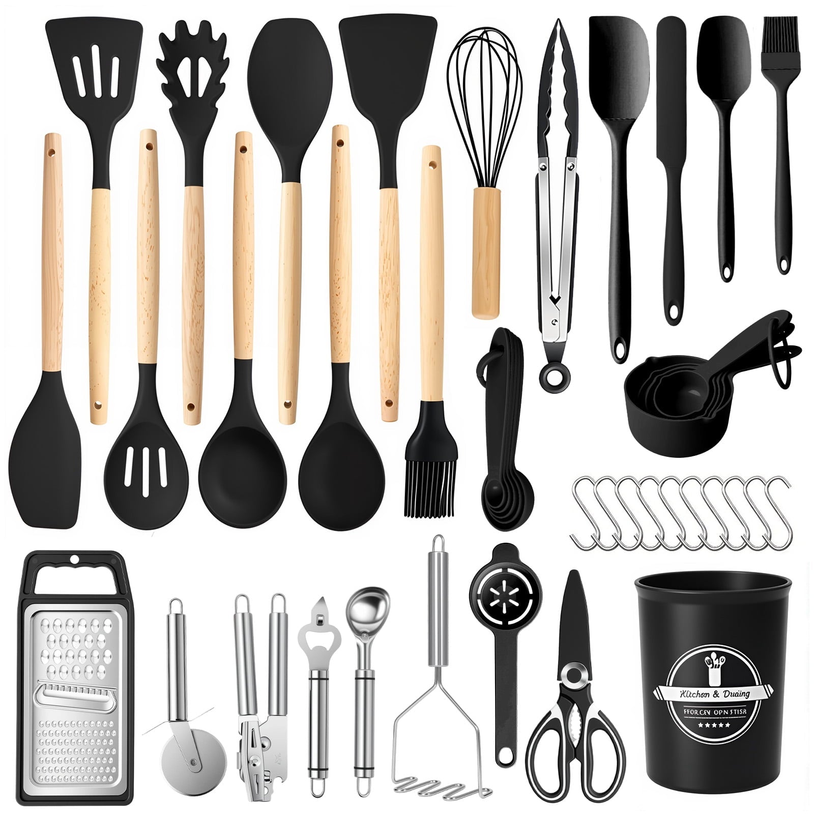 Chef-Quality Silicone Cooking Utensils Set with Holder, 44 PCS Kitchen Utensils Set, Silicone Kitchen Gadgets Spatulas Set for Non... - Professional Kitchen Tool for Culinary Enthusiasts - Default Title
