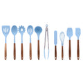 Durable Steel 10-Piece Silicone and Acacia Wood Handle Cooking Utensils Set, Blue - Heavy Duty Stainless Steel Kitchen Shears - Default Title
