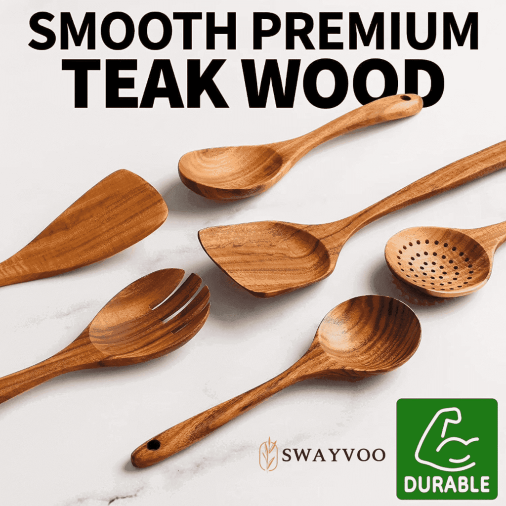 Premium Silicone Wooden Spoons for Cooking, 6-Piece 100% Natural Teak Wooden Utensils for Cooking — Heat Resistant, Non-Stick ... - Heat-Resistant Silicone Cooking Spatula Turner - Default Title