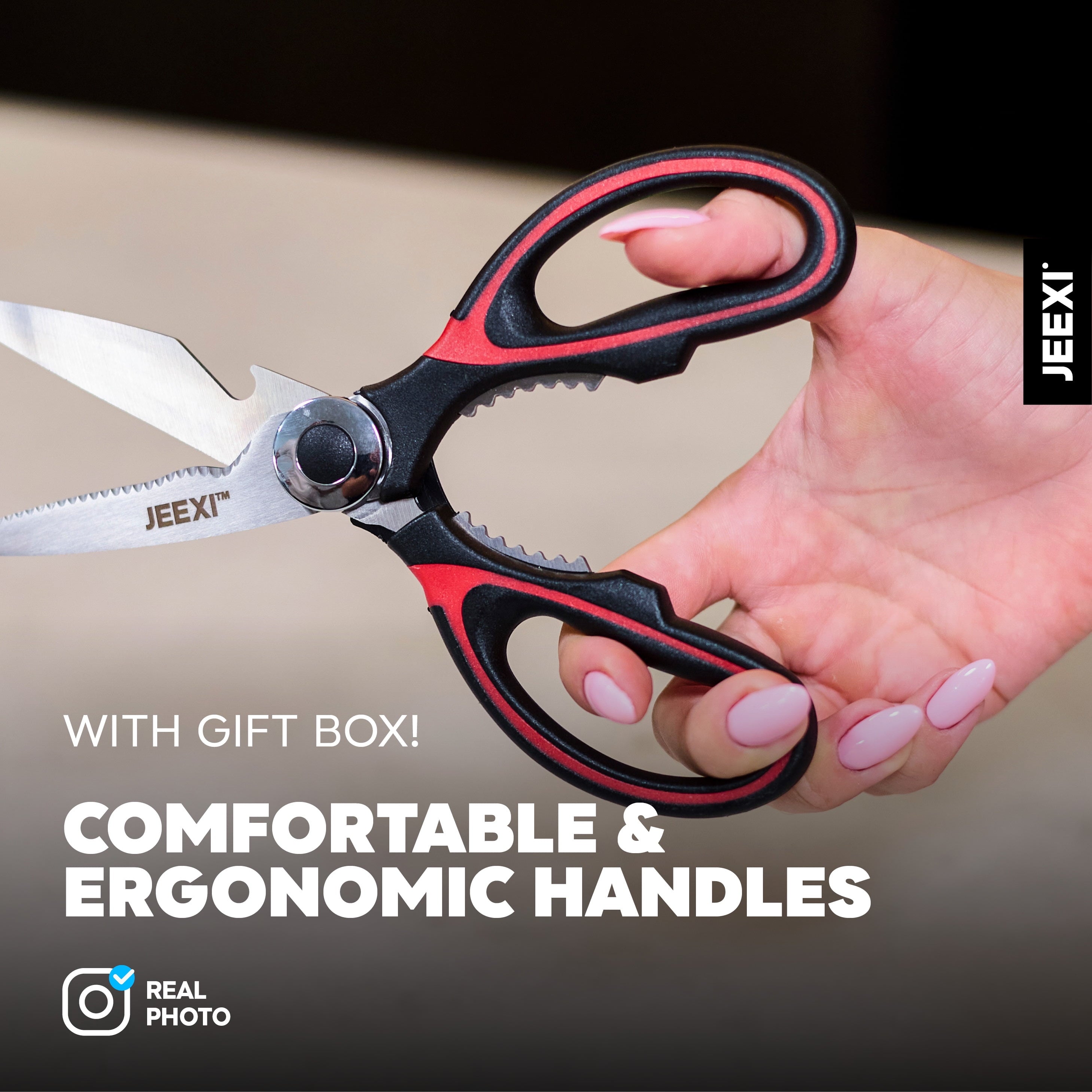Time-Saving 3 Pack Kitchen Scissors, Ultra-Sharp Premium Stainless Steel Heavy Duty Kitchen Shears & Multi Purpose Poultry Shears... - Kitchen Gadget Tool for Quick Food Prep Detail