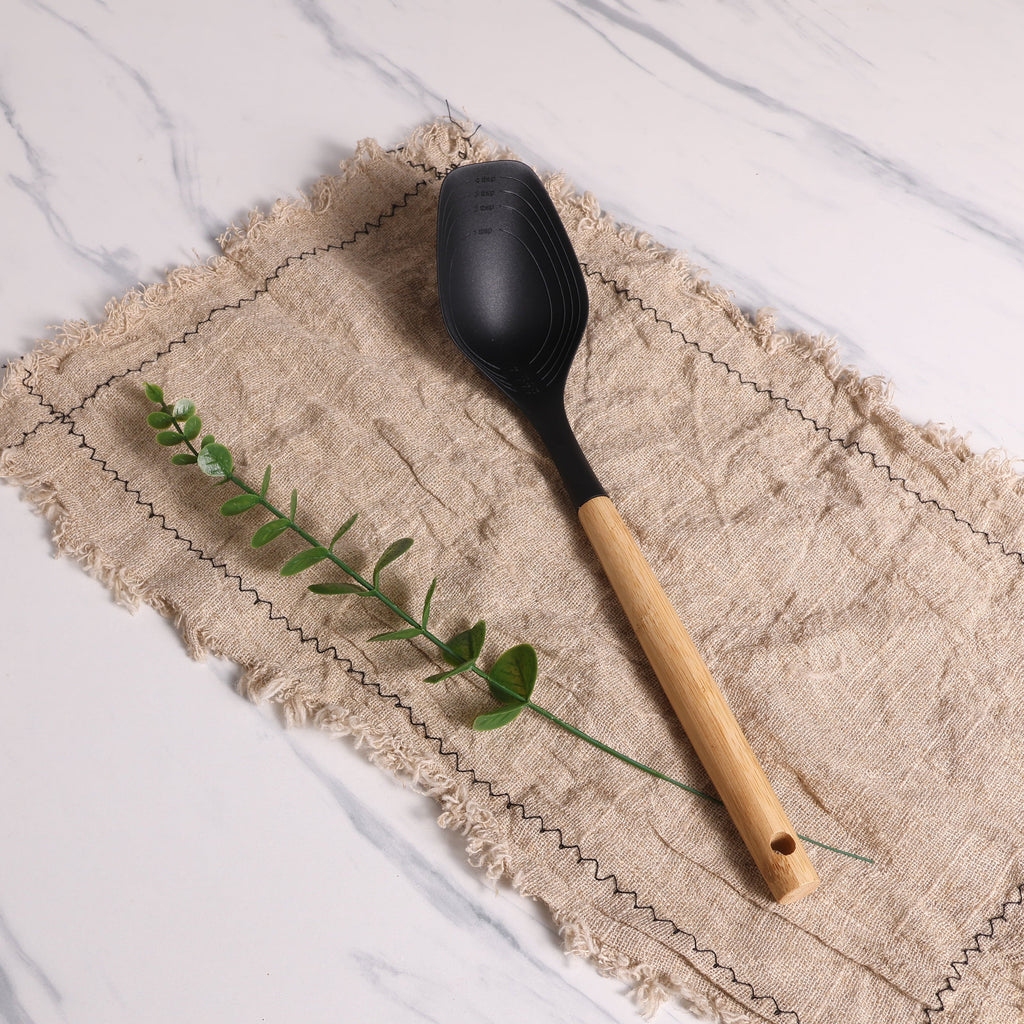 Durable Steel with Bamboo Handle, Ideal for Cooking , 13in L - Multi-Purpose Hand Tool for Daily Meal Prep Detail
