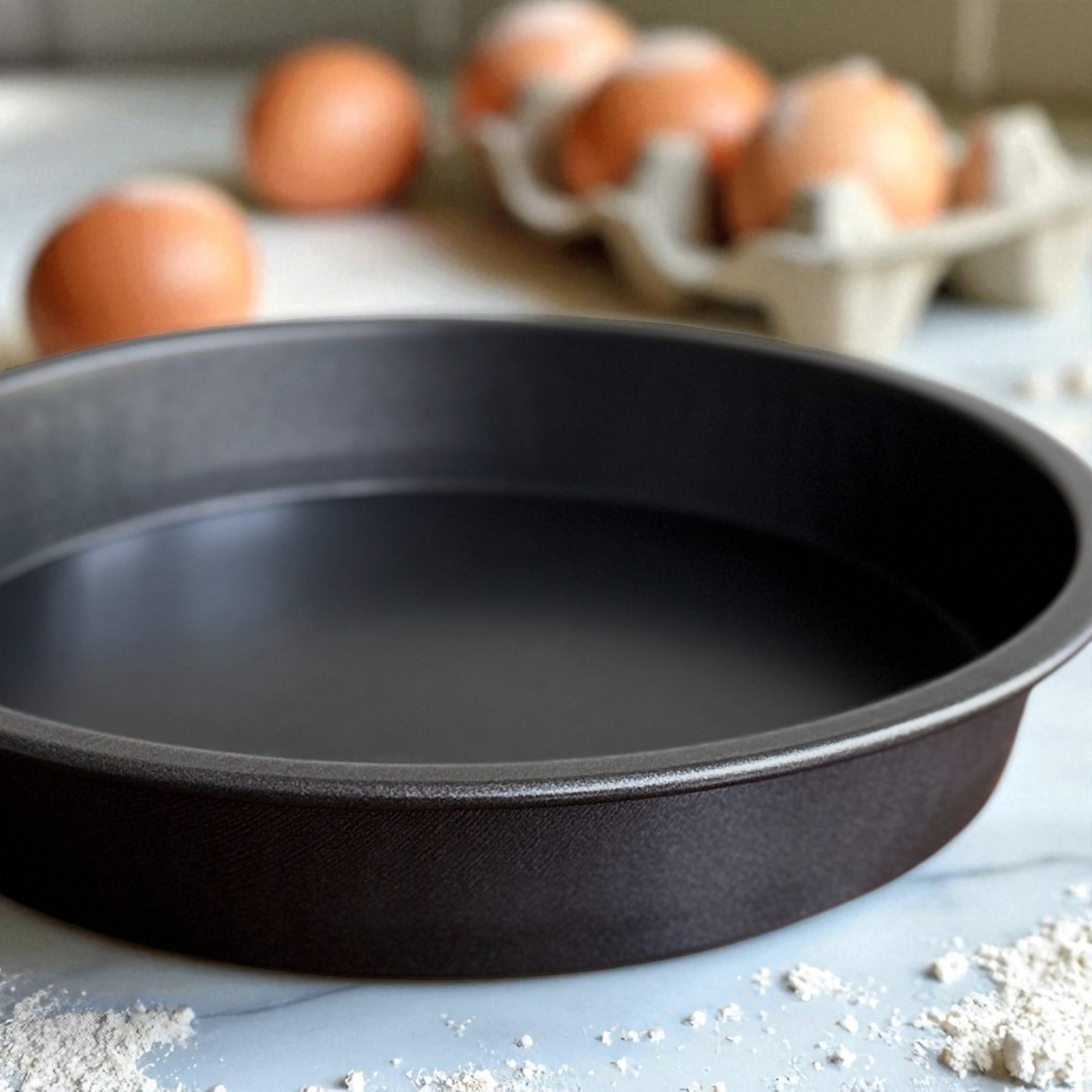 Premium Kitchen 9" x 9" Round Nonstick Steel Cake Pan, Dark Gray - Multi-Functional Manual Food Chopper & Slicer Detail
