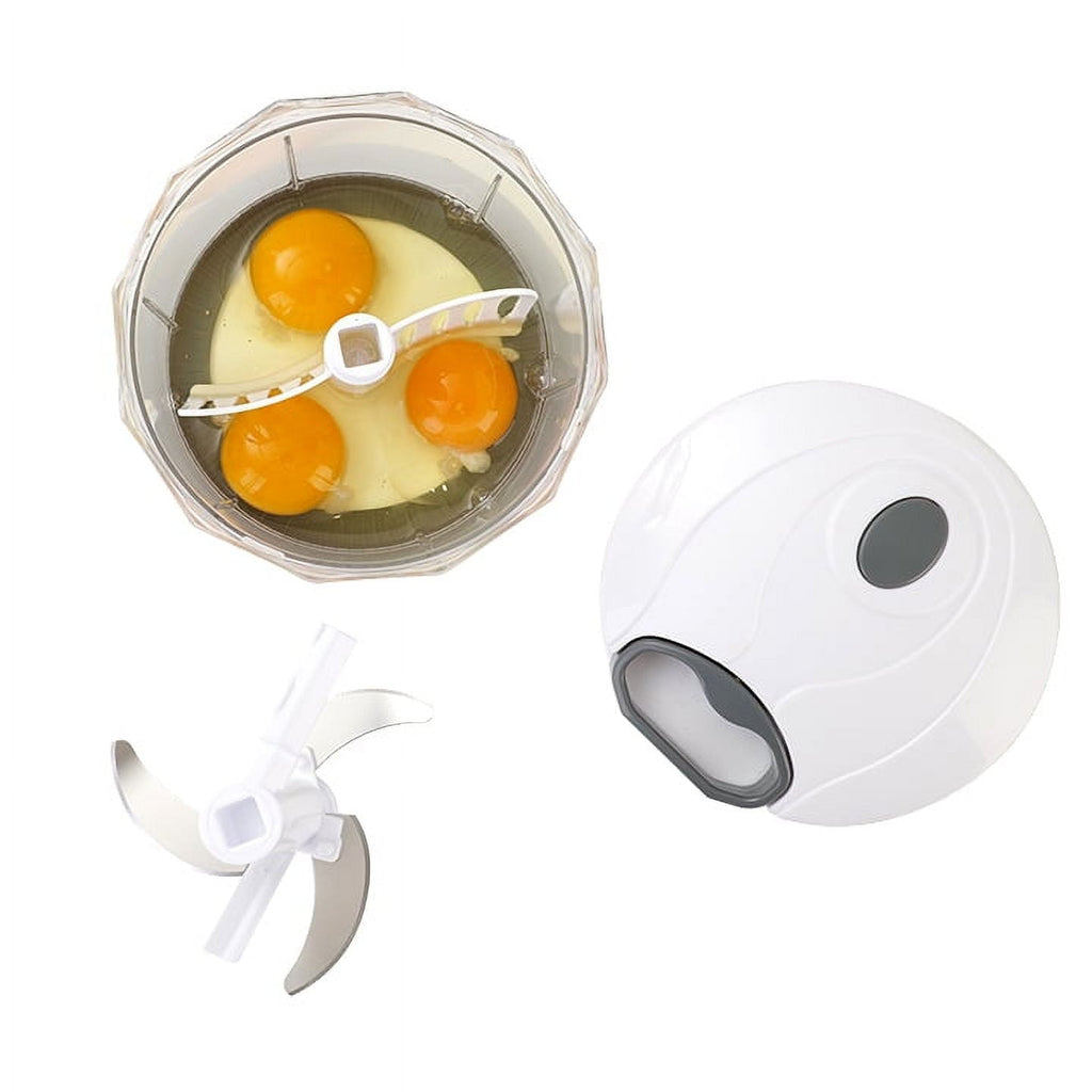 Innovative 1qt Quick Pull Chopper, BPA free , SS Blades, Food Contact Safe Material , White & Grey, Weight 320g - Multi-Functional Manual Food Chopper & Slicer Detail